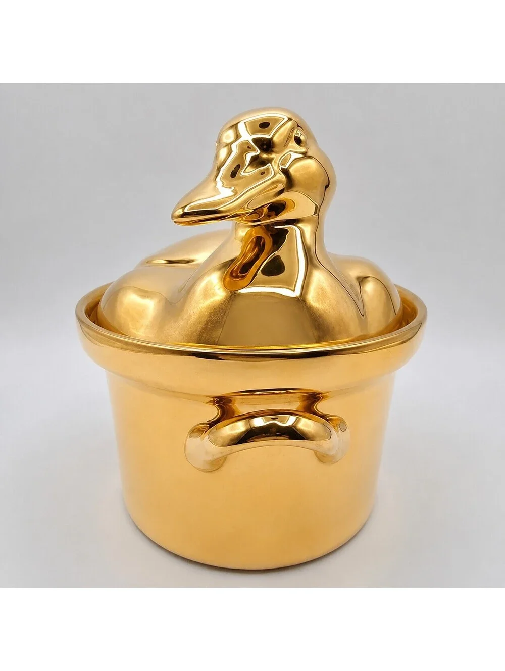 Vintage Hall China Golden Glo 24K Duck Covered Casserole Gump's San Francisco